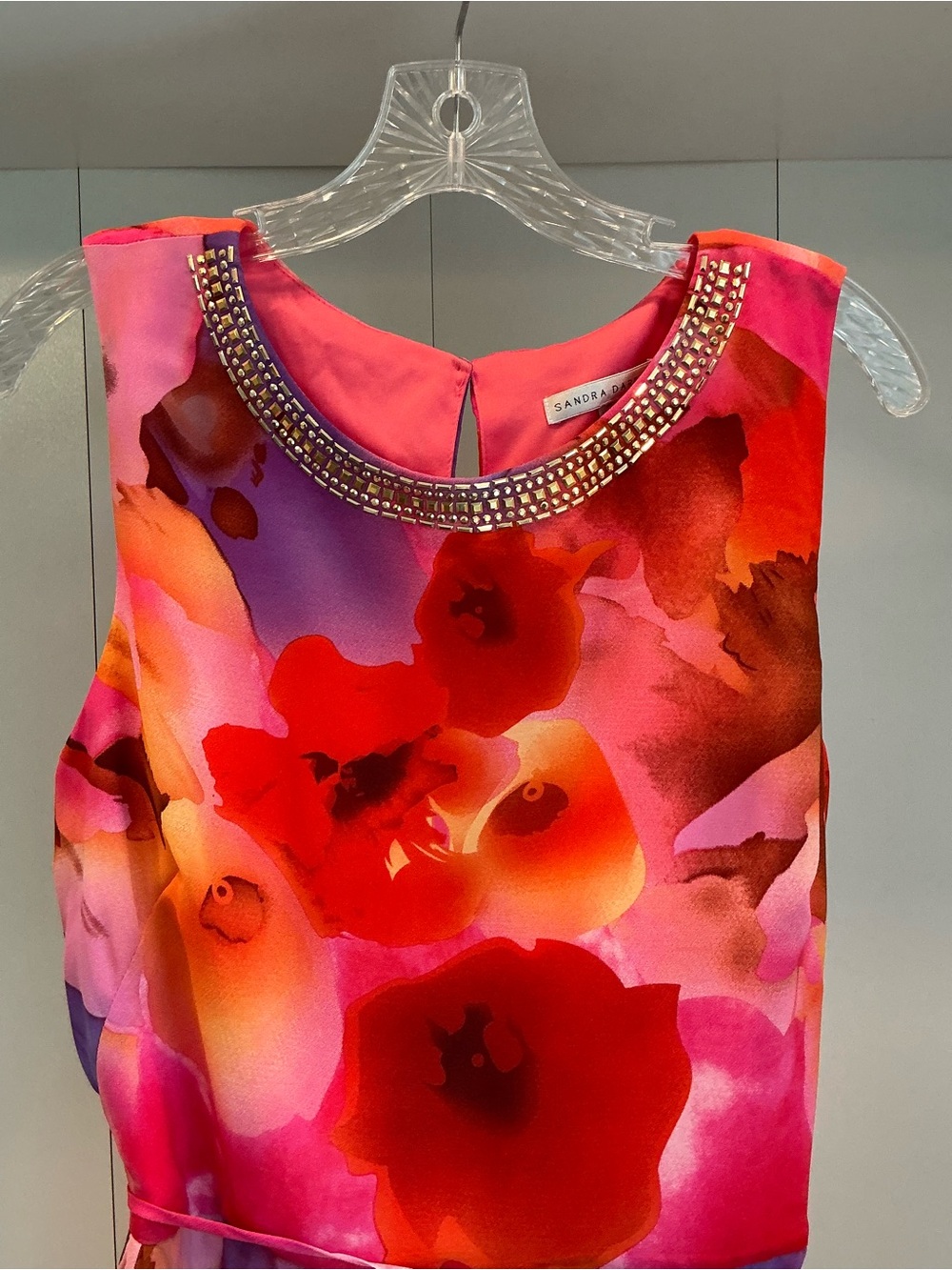 Sandra Darren Floral Occasion Dress Size 14 Fit & Flare Wedding Guest Party - Picture 5 of 12